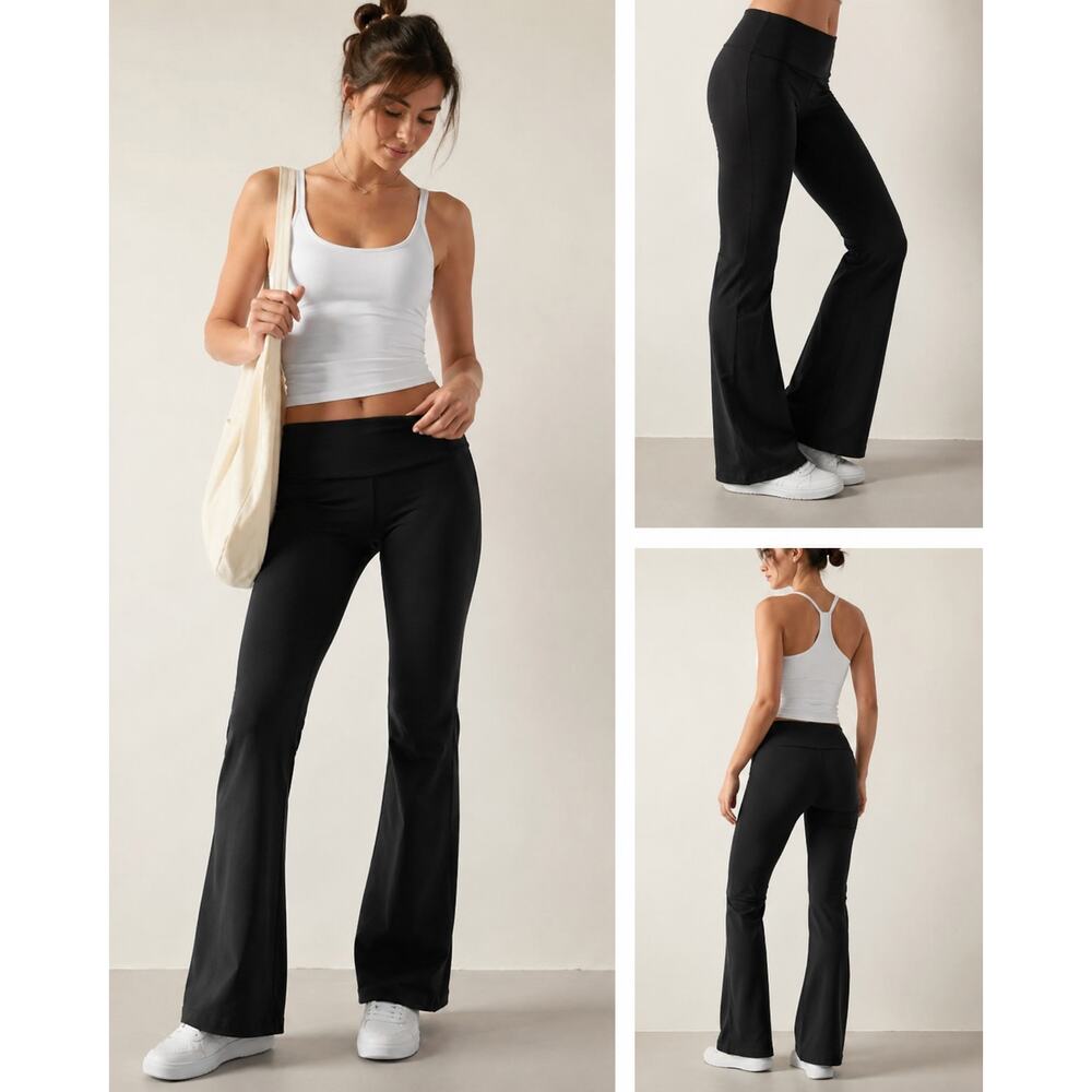 Athleta Girl Black Flare Leggings Youth XL/14 High Rise Athletic Pants